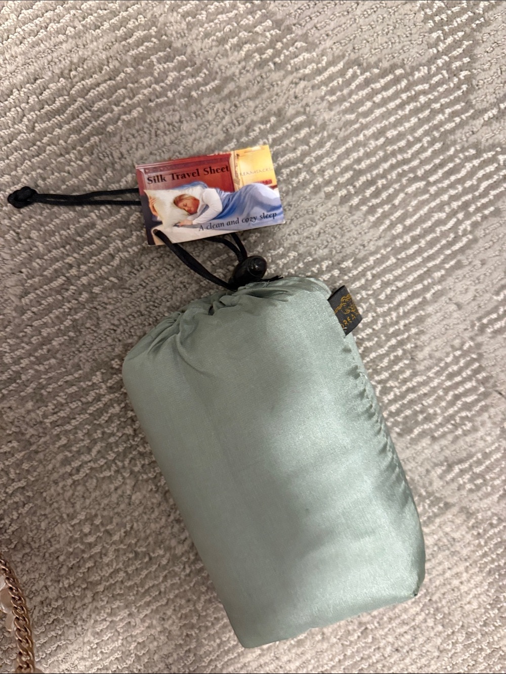 Silk Travel Sheet Pouch in Light Sage Green